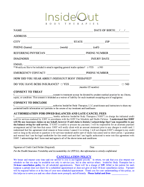 InsideOut Body Therapies Patient Intake Form