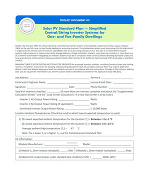 California Solar PV Standard Plan