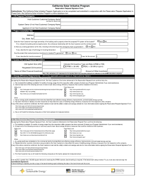 California Solar Initiative Program Reservation Request Signature Form
