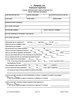 Pyramid Inc Employment Application