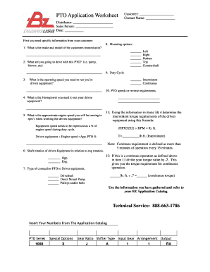 PTO Application Worksheet