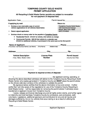 Tompkins County Solid Waste Permit Application