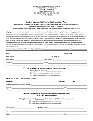 Alper JCC Membership Payment Authorization Form