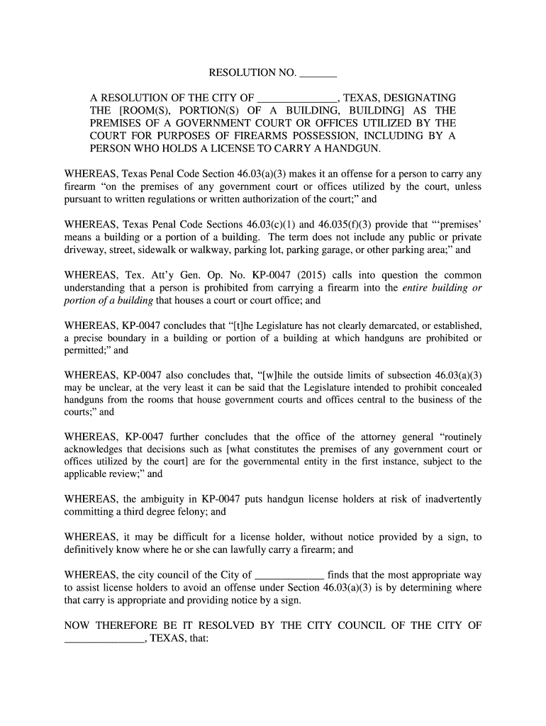 Fillable Online tml A RESOLUTION OF THE CITY OF , TEXAS, DESIGNATING ...