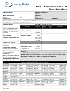 Influenza Vaccine Order Form