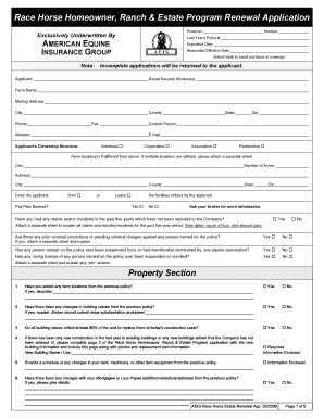 Race Horse Homeowner Ranch Estate Program Renewal Application