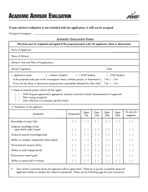 Advisor Evaluation Form - Confex - anfonline