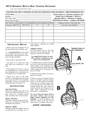 Monarch Watch Mini Tagging Datasheet