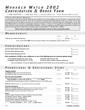 Monarch Watch Contribution and Order Form