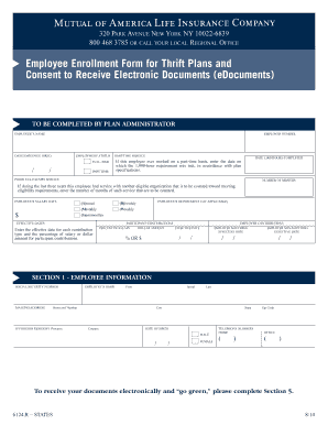 Employee Enrollment Form for Thrift Plans and Consent to Receive Electronic Documents