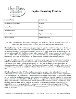 Equine Boarding Contract