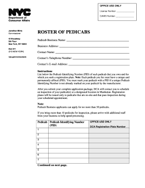 New York Pedicab Registration Form