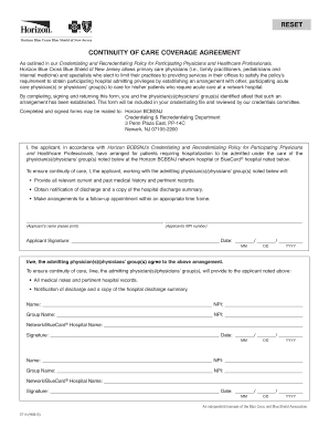 Continuity of Care Coverage Agreement