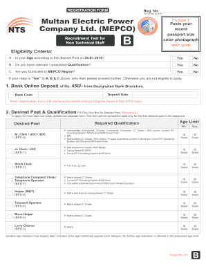 MEPCO Non-Technical Staff Recruitment Form