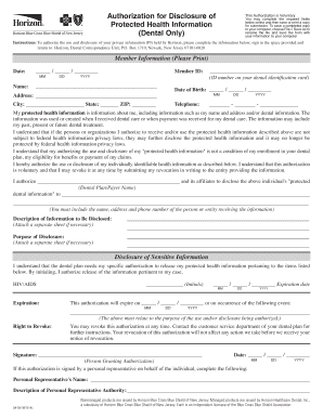 Horizon Dental Authorization Form
