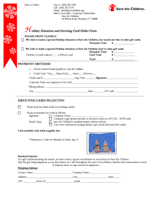 Holiday Donation and Greeting Card Order Form