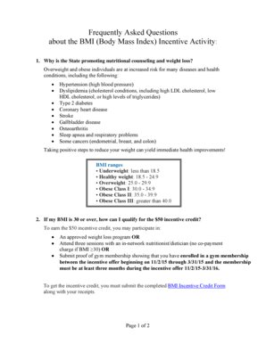 Frequently Asked Questions about the BMI (Body Mass Index) Incentive Activity: 1 - wellness ri