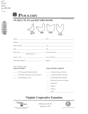 4-H Poultry Project Yearly Plan