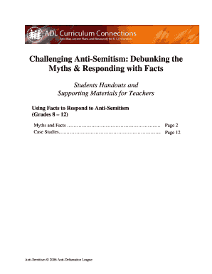 Anti-Semitism Myths and Facts Student Handout