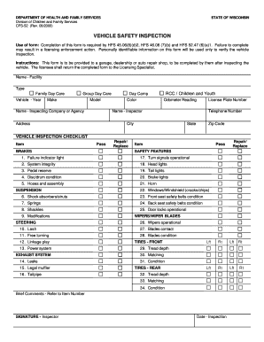 Wisconsin Vehicle Safety Inspection Form