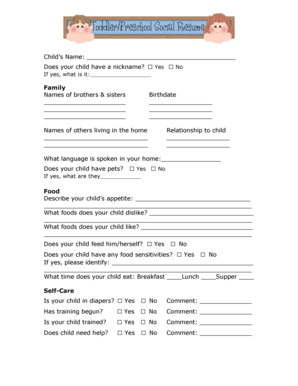 Child Care Information Form