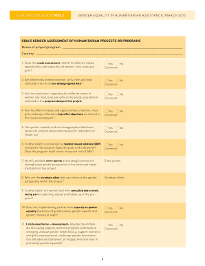 Psychosocial assessment template - TOOL Gender Equality in Humanitarian Assistance