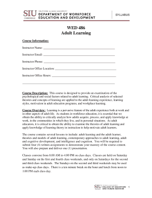 Adult Learning Course Syllabus