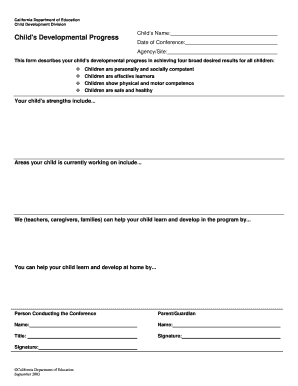 Child Development Progress Report