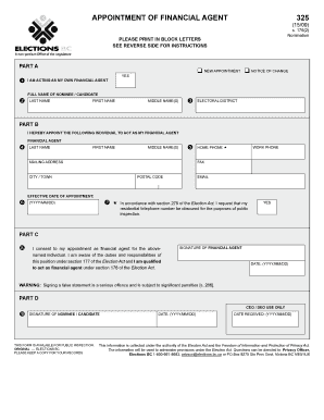 Appointment of Financial Agent Form 325