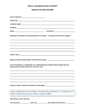 CRA/LA Public Records Request Form