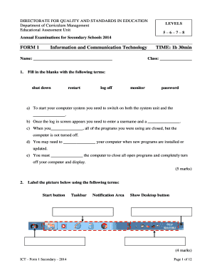 Malta Secondary School ICT Exam Form 1