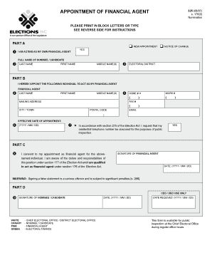 Appointment of Financial Agent Form 325
