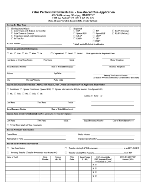 Investment Plan Application