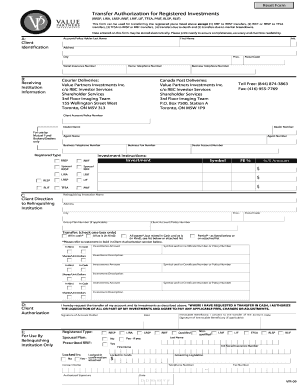 Transfer Authorization for Registered Investments