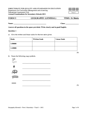 Form 3 Geography Annual Examination