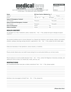 Camp Health Form