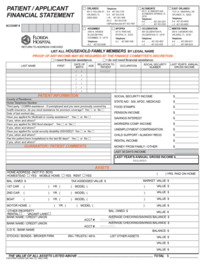 Florida Hospital Financial Assistance Application