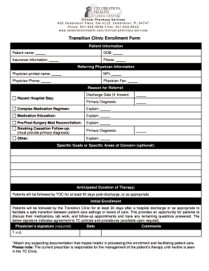 Hospital departments pdf - Transition Clinic Enrollment Form - Florida Hospital Wauchula