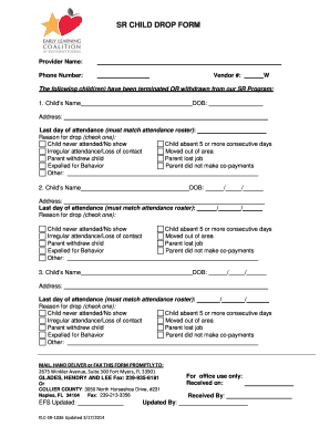 SR Child Drop Form