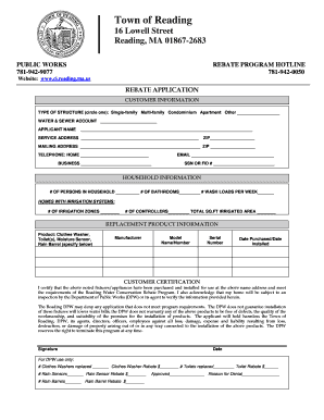 Reading Water Conservation Rebate Application