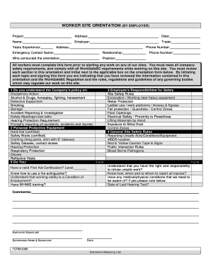 Worker Site Orientation Form
