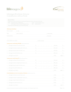 Lifestages KiwiSaver Contribution Advice Form