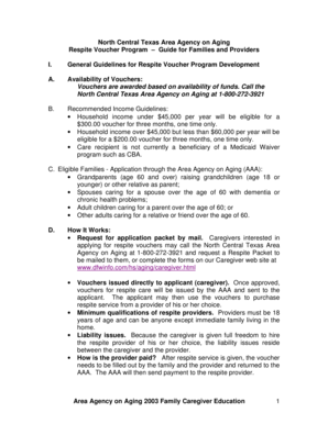 Respite Voucher Program Application