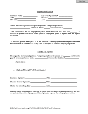 Payroll Notification Form