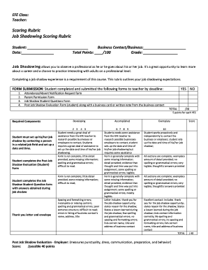 Job Shadowing Scoring Rubric