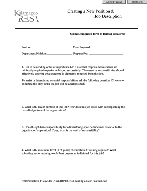 Creating a New Position & Job Description Form