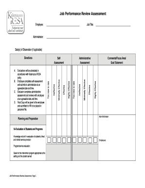 Job Performance Review Assessment Form