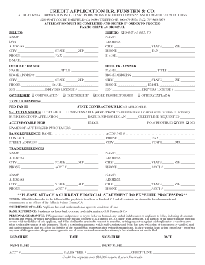 B.R. Funsten & Co. Credit Application