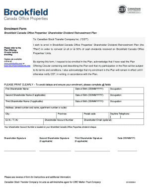 Brookfield Canada Dividend Reinvestment Plan Enrolment Form