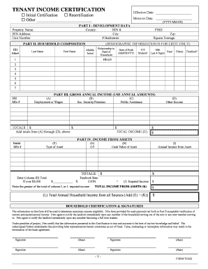 Tenant Income Certification Form